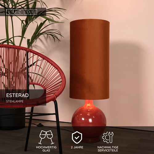 Lucide ESTERAD - Stehlampe - Ø 34 cm - 1xE27 - Orange - USP